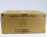 Green & White Striped Paper Straws 200mm x 6mm